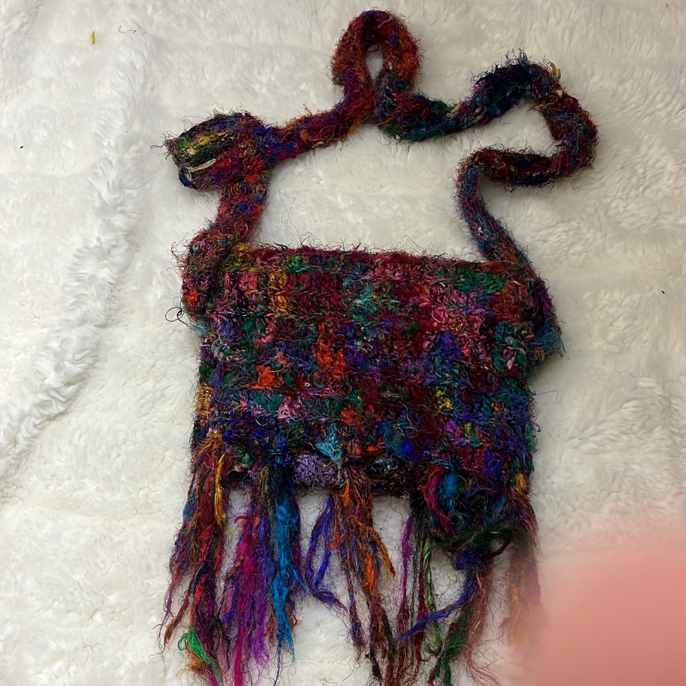 Multicolor Fuzzy Handmade Crossbody By Kathmandu imports